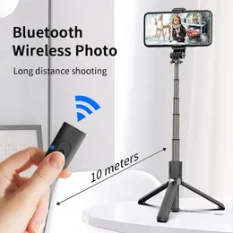 Treppiede con otturatore remoto portatile pieghevole per selfie stick wireless Bluetooth con luce fotografica ad anello LED da 5 pollici per Android e altri