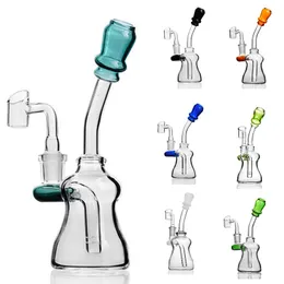 7.5 인치 그린 블랙 앰버 블루 어두운 녹색 흰색 물 담뱃대 미니 버블 러 오일 rigs 유리 물 봉 14.4 mm banger