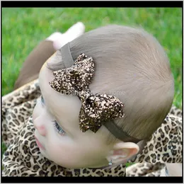 Baby Kids Maternity Drop Leverans 2021 Bow Sequins Band för tjejer Bling Bowknot Tillbehör Hårhopp Huvudband Baby 03T Perimeter 15Inch CWGD