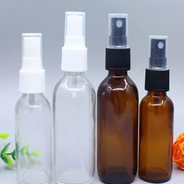 15ml 30ml Amber Glass Spray Bottles trasnparent Essential Oil Perfume Bottle With Black Or White Cap
