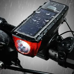 Luces para bicicletas 1 Establecer a prueba de agua Frontal Frontal Light USB Carga de la energía solar Cuerna de cola con sensor inteligente para montar a caballo