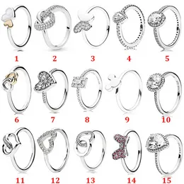 Designer Smycken 925 Silver Wedding Ring Bead Pit Pandora Heart Sparkling Teardrop Ring Elegant Romance Cubic Zirconia Diamonds Style Rings Födelsedag damtoalett