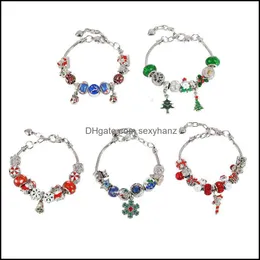 Charm Bracelets Jewelry Bracelet Snowflake Bell Pendant Crystal Large Hole Bead Pan Couple Friend Drop Delivery 2021 Y2Att