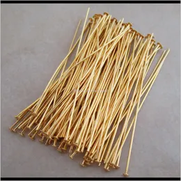 Pins Findings Components Drop Delivery 2021 300Pcslot Gold Plated Connectors Head Pins Finding Needles Jewelry Makeing 56Fum