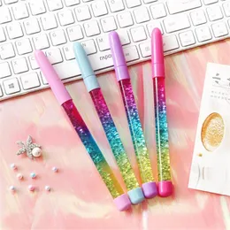 Żelowe długopisy 1PCS 0,5 mm bajki Stick Kreatywny Rainbow Color Balpoint Pen Drif Glitter Blost Kryształowa kulka dla dziewcząt Prezentacja