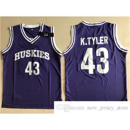 NCAA 6 번째 남자 영화 43 Kenny Tyler Jersey Marlon Wayans 대학 농구 유니폼 저렴한 스포츠 유니폼 보라색 색상 빠른 배송