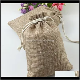 Wrap Event Festive Home Garden Drop Delivery 2021 50st Vintage Natural Burlap Hessia Candy Wedding Party Favor Påspåse Födelsedagstleveranser DST