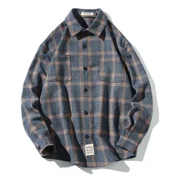 Men's Casual Brushed Flannel Plaid Checkered Shirts Single Patch Pocket Long Sleeve Standard-fit Thick Gingham Button-down Tops G0105