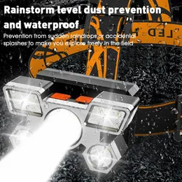 Farlar Taşınabilir LED Far 5 Işık Kaynakları Ultra Parlak Şarj Edilebilir Far 4 Modlar Su Geçirmez Kamp Meşalesi Güçlü Kafa Lambası
