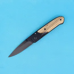 Borboleta direta da fábrica da 44 sobrevivência dobrável faca de madeira punho preto óxido acabamento lâmina tática facas de bolso EDC