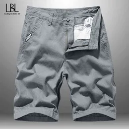 Kurze Cargo-Shorts für Herren aus Baumwolle, solide, mehrere Taschen, große Taille, atmungsaktiv, hohe Qualität, 2022 220312