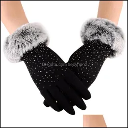 Шляпы без пальцев, шарфы модные независимости женские пальцы утолщены зима теплые варежки женские искусственные мех элегантные перчатки руки теплые