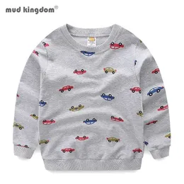 Mudkingdom Jungen Sweatshirts Pullover Auto Druck Langarm Casual Tops für Kinder Kleidung Baumwolle Kinder Kleidung Frühling Herbst 211111