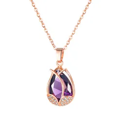 024 Luxury tulip female Necklace Pendant Purple Crystal Birthstone Mother's Day Jewelry Gifts Suitable for Ladies Birthday Anniversary Party