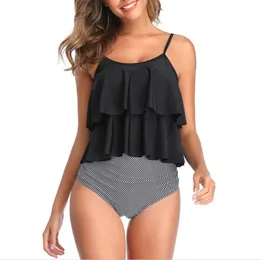 Costumi da bagno da donna Moda Donna Set bikini scozzesi sexy Fasciatura con volant Costume da bagno imbottito push-up Costume da bagno Abbigliamento da spiaggia 2021