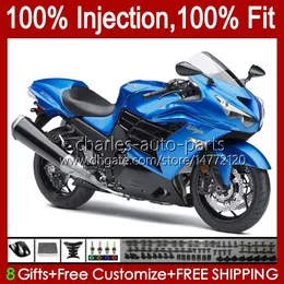 Injection Fairings For KAWASAKI NINJA ZZR 1400 CC ZX 14R 14 R ZZR1400 06-11 4No.34 ZX14R 06 07 08 09 10 11 ZZR-1400 ZX-14R 2006 2007 2008 2009 2010 2011 OEM Bodys pearl blue blk