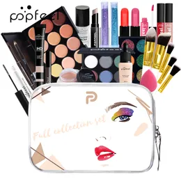 25pcs In 1 Foundation Makeup Set Eyeshadow Palette Highlighter Bronzer Concealer Eyeliner Brushes Lipstick Kit KIT003C