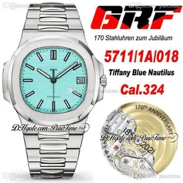 GRF 5711/1A/018 CAL A324 Automatyczne męże Watch 170 rocznica edycji limitowanej niebieska teksturowa bransoletka ze stali nierdzewnej 2022 Jay-Z zegarki Pureteme A1