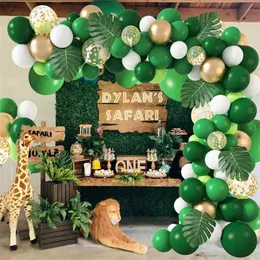 Green Balloon Garland Arch Kit Jungle Safari Party Baloon Wild One Urodziny Dekoruj Dzieci Baby Shower Latex Ballon Chain 211216