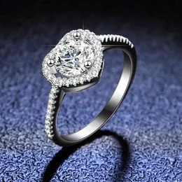 1 CT Heart Halo Engagement Ring For Women 925 Sterling Silver Moissanite Diamond Rings Wedding Band Jewelry Accessories