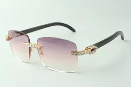 Squisiti occhiali da sole classici con diamanti XL 3524025, occhiali con aste in corno di bufalo nero naturale, dimensioni: 18-140 mm