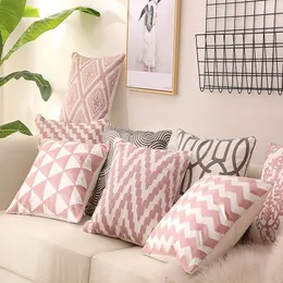 Drop Ship Luxury Cotton Embroidered Cushion Cover Pink Grey Home Decor Pillow Christmas Gift Soffa Throw Case Cushion/Dekorativ