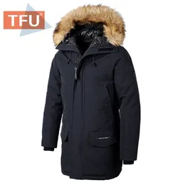 Männer Winter Casual Klassische Lange Pelz Kragen Dicke Parkas Jacke Mantel Männer Outwear Mit Kapuze Taschen Wasserdichte Jacken Parka Männer 211130