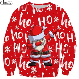 Cloocl jul mode män sweatshirt ho dabbing santa claus 3d tryckt långärmad ytterkläder unisex streetwear toppar 211217