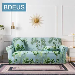 BDEUS Elastic Plain Floral Printing Milk Silk Sofa Cover Stretch for Living Room Couch Cover Chair Protector 1/2/3/4 Seater 211102