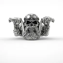 Men's Stainless Steel Punk Bearded Skull Ring Motorcycle Biker Band Rings