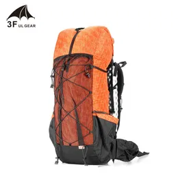 3F UL Gear Vattenbeständig Camping Vandring Ryggsäck Lättviktiga Camping Pack Travel MountainSeering Backpacking Trekking RuckSacks 40 + 16L