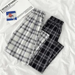 Plaid Pants Women Streetwear Cool Girl High Waist Trousers Harem Sweatpants Joggers Women Cargo Sweat Pants Korean Pantalon 211008