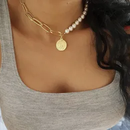 IPARAM Fashion Pearl Coin Choker Short 2020 Women's Boho Geometric Pendant Necklace Trend Jewelry