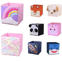 Cartoon Animal Pattern Folding Storage Box For Toys Organizers Cube Sundries Basket Bins 211102