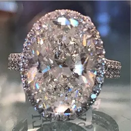Duże pierścienie z kamienia cyrkonu duży kryształowy owalny moda srebrny ślubny pierścionek zaręczynowy dla kobiet