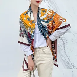 2021 Ny lyx fjäderkvinnor högkvalitativ sjal silke mode strand solskydd väska turban halsduk * 130cm