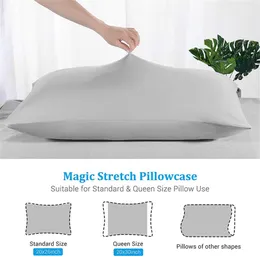 US stock Pillow Case 2Pcs Magic Strecth Pillowcase Bedding Pillow Cover Standard Size Light Grey391y