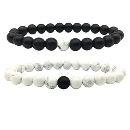 Beaded, Strands Trendy 8mm Stone Yoga Beads Bracelets & Bangles White Black Yin Yang Strand Bracelet For Men Women Jewelry Pulseras Wholesal