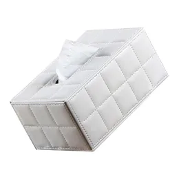 Skrzynki tkankowe Serwetki Prosty PU Box Prostokąt Ręcznik Papier Desktop Pojemnik do przechowywania serwetki do Home Office (rozmiar S, White)