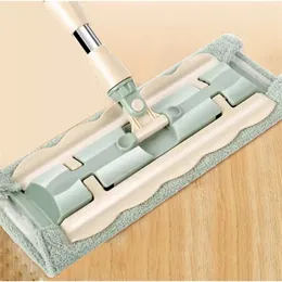 ホームキッチンタイルのためのフラットモップの床のテレスコピックの360度のハンドルスピン回転スーパーファイン繊維の綿棒211215