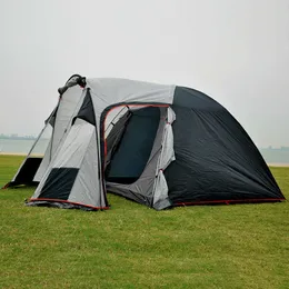 屋外のセルフドライビングキャンプ家族のテント1 Hall 1ベッドルーム3-4人二重層雨防水防風防風防風四季テントビッグスペースY0706
