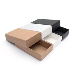 10pcs/kraft paper gift box Festival Party exquisite blank carton white black card packing box carton supporting printing 210724