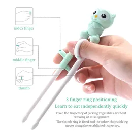 Chopsticks 1Pair Of Green Pink Cute Cubs Learning Training Kids Children Chinese Gifts Kitchen Accessories