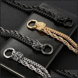 Link Jewelrylink Chain Stainless Steel Gothic Mens Bracelets With Lion Heads Double Layer Link Bracelet Men Gift Bag Wholesale Male Jewelr