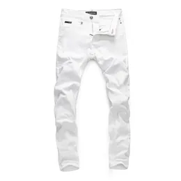 RÓŻOWY PARADISE PLEIN Classic Fashion Man Jeans Rock Moto Mens Casual Design Ripped Jeans Distressed Skinny Denim Biker PLEIN Jeans White 157492