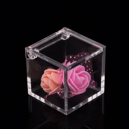 250st Matklass Clear Plastic Square Box Candy Box Flip Transparent Present Packing Case Wedding Favor Souvenirs Dh5885