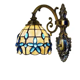 Blue Flower Shell Wall Lamp Mediterranean Sea Style Cover Ligting Fixture Lamps