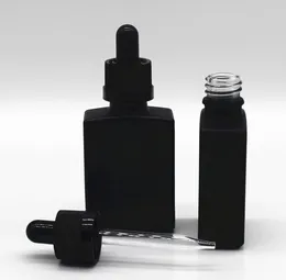 30ml Black Frosted Glass Liquid Reagent Dropper Bottles Square Essential Oil Perfume Bottle Smoke oils e liquids Vials SN2519