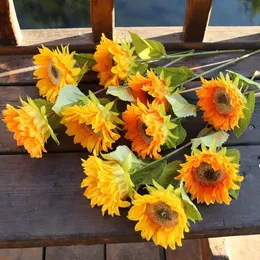 محاكاة عباد الشمس الزهور الاصطناعية 9Colors عيد الحب هدية زهور الزفاف للديكور المنزل T10i129