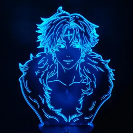 Night Lights X Chrollo Lucilfer 3D LED LED Anime Lampa stołowa do prezentu świątecznego